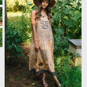 Market of Stars Beige and Yellow Floral Dress